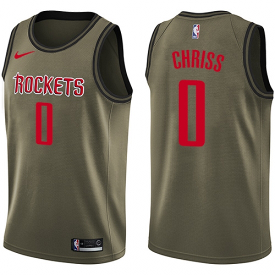Men's Nike Houston Rockets #0 Marquese Chriss Swingman Green Salute to Service NBA Jersey - ujerseystore