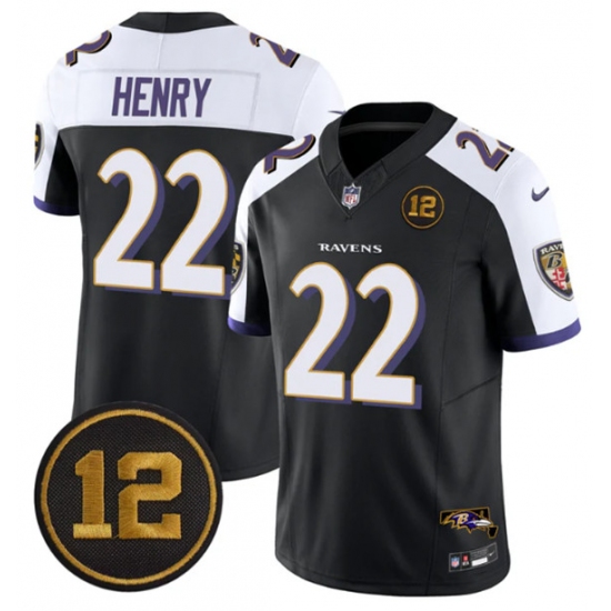 Men's Baltimore Ravens #22 Derrick Henry Black Alternate 2025 F.U.S.E Jacoby Jones Vapor Limited Football Jersey - Ujersey