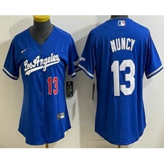 Women's Los Angeles Dodgers #13 Max Muncy Blue Alternate Stadium Jersey - Ujersey