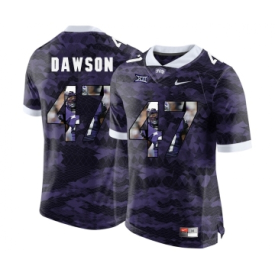 TCU Horned Frogs 47 P.J. Dawson Purple With Portrait Print College Football Limited Jersey - Ujersey