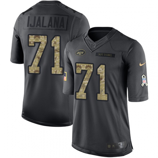 Youth Nike New York Jets #71 Ben Ijalana Limited Black 2016 Salute to Service NFL Jersey - Ujersey
