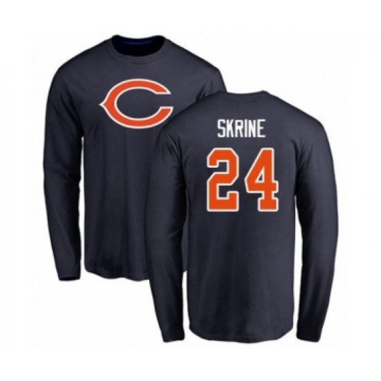 Football Chicago Bears #24 Buster Skrine Navy Blue Name & Number Logo Long Sleeve T-Shirt - Ujersey
