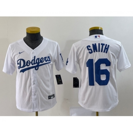 Youth Nike Los Angeles Dodgers #16 Will Smith White Stitched Cool Base Jersey