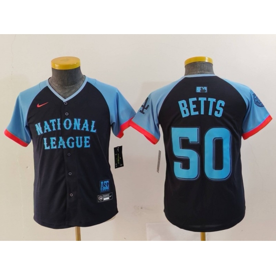Youth Los Angeles Dodgers #50 Mookie Betts Navy 2024 All Star Limited Stitched Jersey - Ujersey