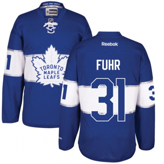 Men's Reebok Toronto Maple Leafs #31 Grant Fuhr Authentic Royal Blue 2017 Centennial Classic NHL Jersey - Ujersey