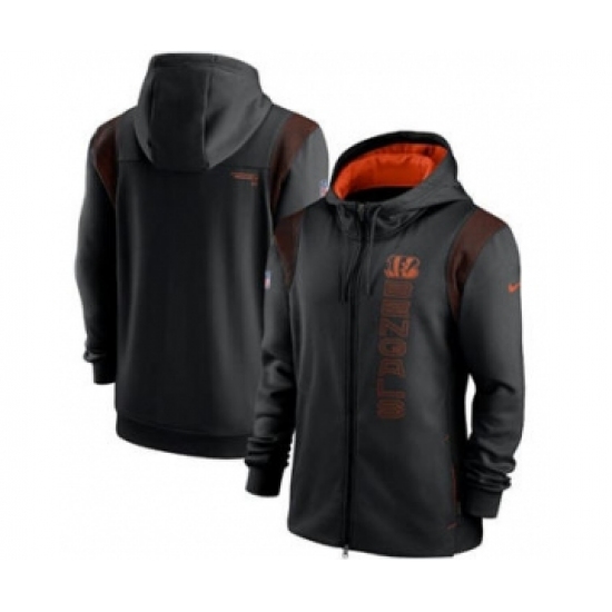 Men's Cincinnati Bengals 2021 Black Sideline Team Performance Full-Zip Hoodie - Ujersey
