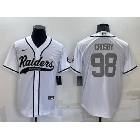 Men's Las Vegas Raiders #98 Maxx Crosby White Grey Stitched MLB Cool Base Nike Baseball Jersey - Ujersey