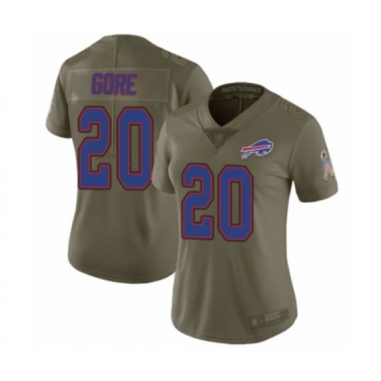 Women's Buffalo Bills #20 Frank Gore Limited Olive 2017 Salute to Service Football Jersey - Ujersey
