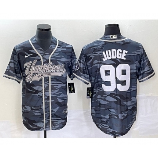 Men's New York Yankees #99 Aaron Judge Grey Camo Cool Base Stitched Baseball Jersey - Ujersey