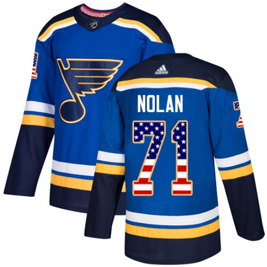 Men's Adidas St. Louis Blues #71 Jordan Nolan Authentic Blue USA Flag Fashion NHL Jersey - Ujersey