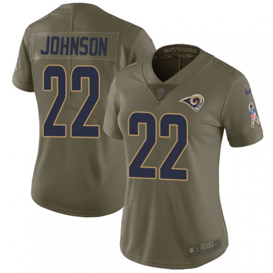 Women's Nike Los Angeles Rams #22 Trumaine Johnson Limited Olive 2017 Salute to Service NFL Jersey - Ujersey