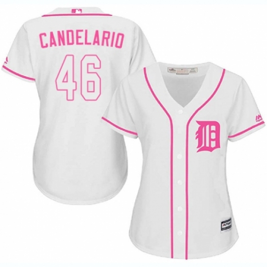 Women's Majestic Detroit Tigers #46 Jeimer Candelario Authentic White Fashion Cool Base MLB Jersey - Ujersey