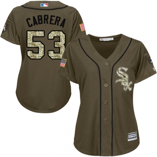 Women's Majestic Chicago White Sox #53 Welington Castillo Replica Green Salute to Service MLB Jersey - Ujersey