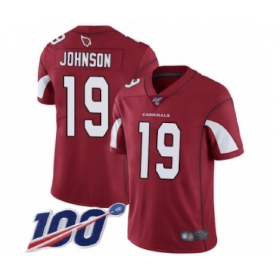 Men's Arizona Cardinals #19 KeeSean Johnson Red Team Color Vapor Untouchable Limited Player 100th Season Football Jersey - Ujersey