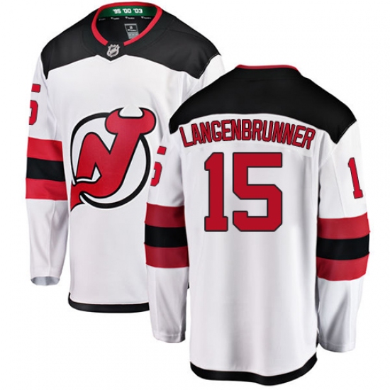 Men's New Jersey Devils #15 Jamie Langenbrunner Fanatics Branded White Away Breakaway NHL Jersey - Ujersey