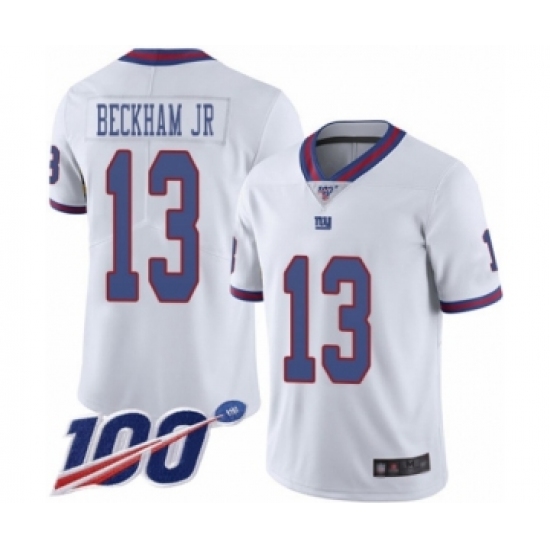 Men's New York Giants #13 Odell Beckham Jr Limited White Rush Vapor Untouchable 100th Season Football Jersey - Ujersey