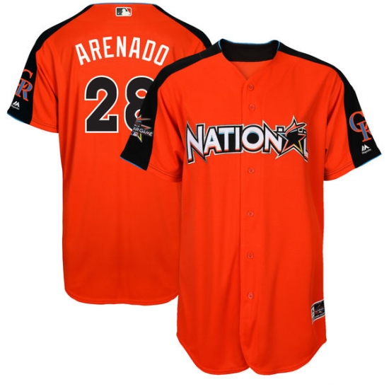 Youth Majestic Colorado Rockies #28 Nolan Arenado Authentic Orange National League 2017 MLB All-Star MLB Jersey - Ujersey