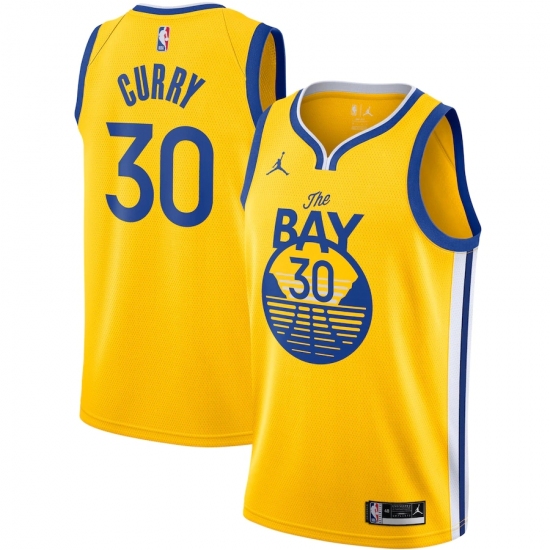 Men's Golden State Warriors #30 Stephen Curry Jordan Brand Gold 2020-21 Swingman Jersey - Ujersey