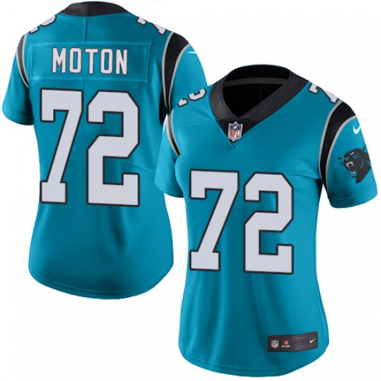 Women's Nike Carolina Panthers #72 Taylor Moton Blue Alternate Vapor Untouchable Limited Player NFL Jersey - Ujersey
