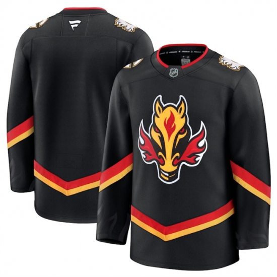 Men's Calgary Flames Blank Black 2024-25 Alternate Stitched Hockey Jersey - Ujersey