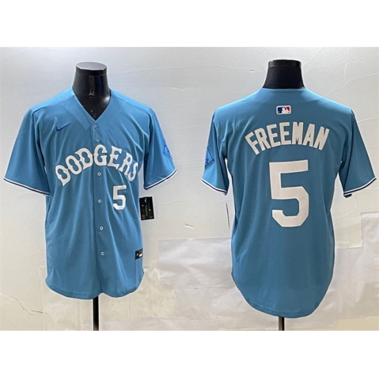 Men's Los Angeles Dodgers #5 Freddie Freeman Light Blue Limited Stitched Baseball Jersey - Ujersey