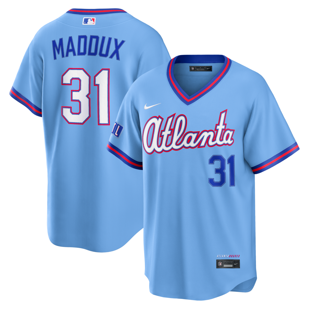 Men's Atlanta Braves Greg Maddux Nike Powder Blue 2026 City Connect Stadium Jersey - Ujersey Shop