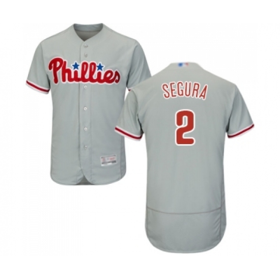 Men's Philadelphia Phillies #2 Jean Segura Grey Road Flex Base Authentic Collection Baseball Jersey - Ujersey