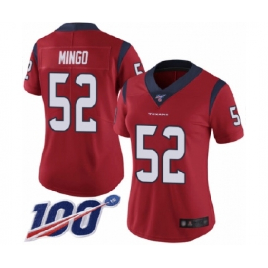 Women's Houston Texans #52 Barkevious Mingo Red Alternate Vapor Untouchable Limited Player 100th Season Football Jersey - Ujersey