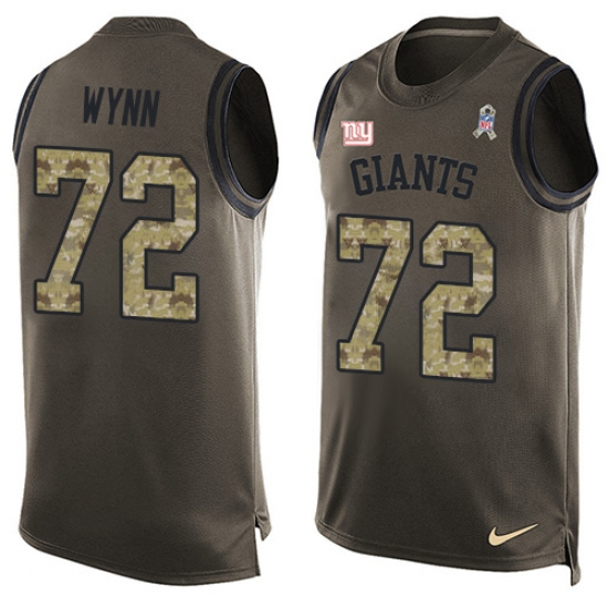Men's Nike New York Giants #72 Kerry Wynn Limited Green Salute to Service Tank Top NFL Jersey - Ujersey