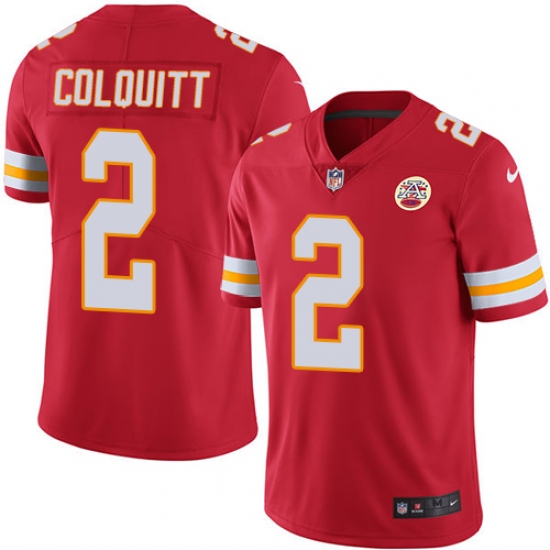 Youth Nike Kansas City Chiefs #2 Dustin Colquitt Red Team Color Vapor Untouchable Limited Player NFL Jersey - Ujersey