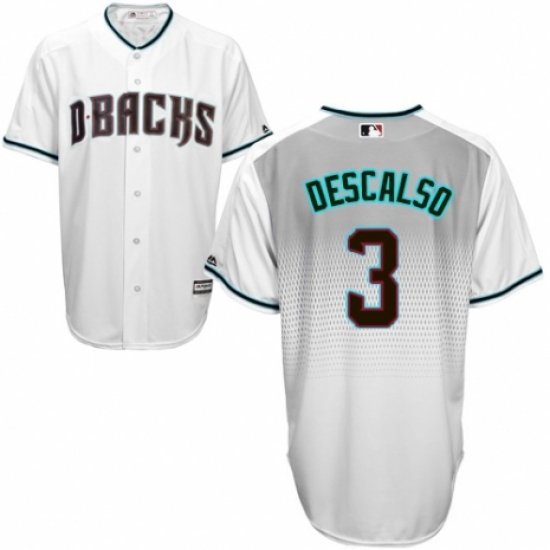 Men's Majestic Arizona Diamondbacks #3 Daniel Descalso Replica White/Capri Cool Base MLB Jersey - Ujersey
