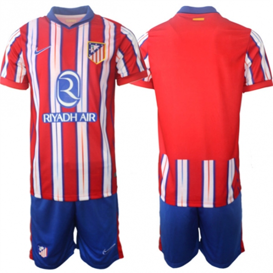 Men's Atlético de Madrid Custom 2024-25 Red White Home Soccer Jersey Suit - Ujersey