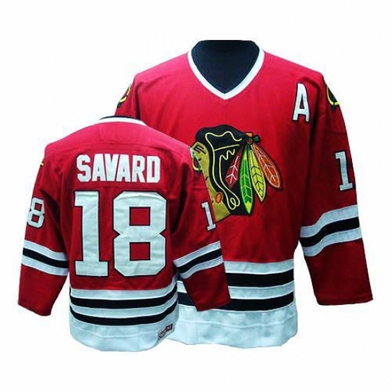 Men's CCM Chicago Blackhawks #18 Denis Savard Authentic Red Throwback NHL Jersey - Ujersey