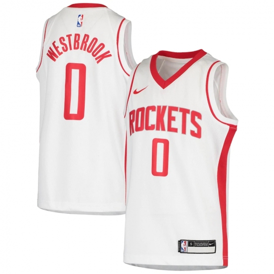 Youth Houston Rockets #0 Russell Westbrook Nike White 2020-21 Swingman Jersey