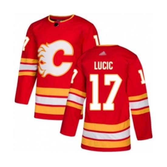 Men's Calgary Flames #17 Milan Lucic Authentic Red Alternate Hockey Jersey - Ujersey