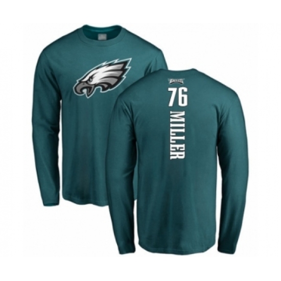 Philadelphia Eagles #76 Shareef Miller Green Backer Long Sleeve T-Shirt - Ujersey