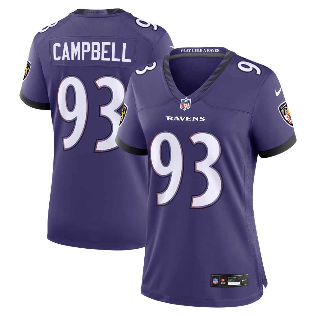 Women's Baltimore Ravens Calais Campbell Nike Purple Team Game Jersey - SUjersey01