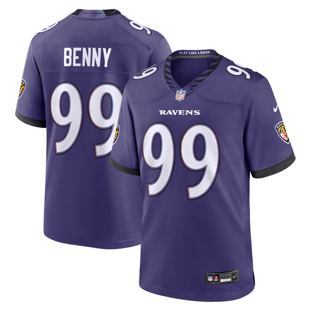 Men's Baltimore Ravens Rayshaun Benny Nike Purple Team Game Jersey