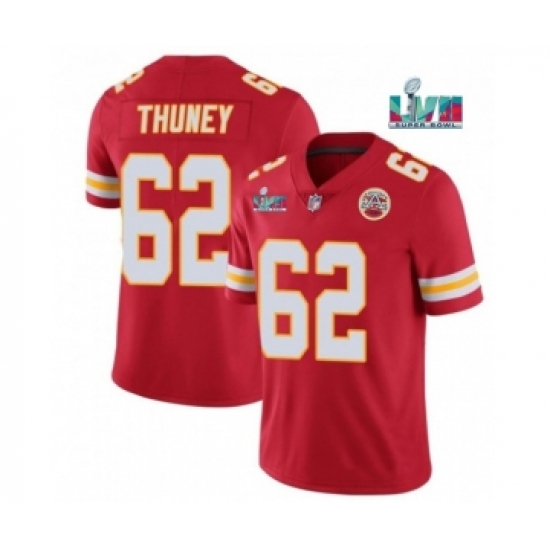 Men’s Kansas City Chiefs #62 Joe Thuney Red Super Bowl LVII Patch Vapor Untouchable Limited Stitched Jersey - Ujersey