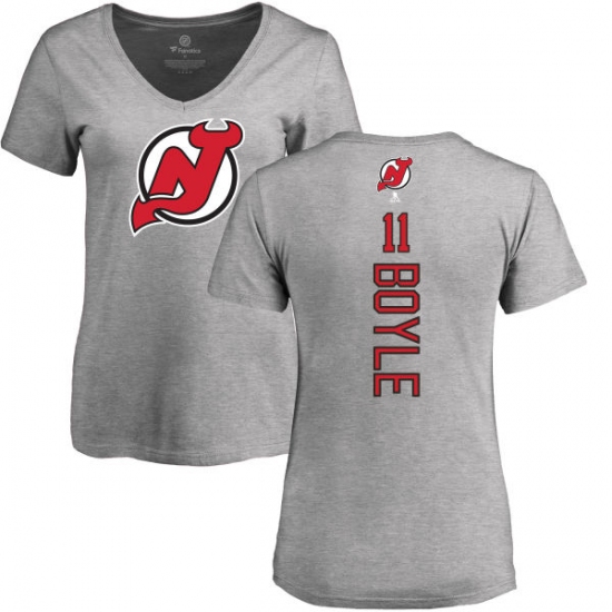NHL Women's Adidas New Jersey Devils #11 Brian Boyle Ash Backer T-Shirt - ujerseystore