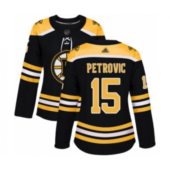 Women's Boston Bruins #15 Alex Petrovic Authentic Black Home Hockey Jersey - Ujersey
