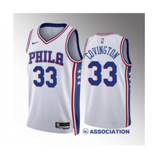 Men's Philadelphia 76ers #33 Robert Covington White Association Edition Stitched Jersey - Ujersey