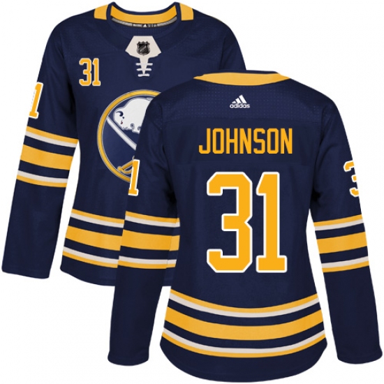 Women's Adidas Buffalo Sabres #31 Chad Johnson Authentic Navy Blue Home NHL Jersey - Ujersey