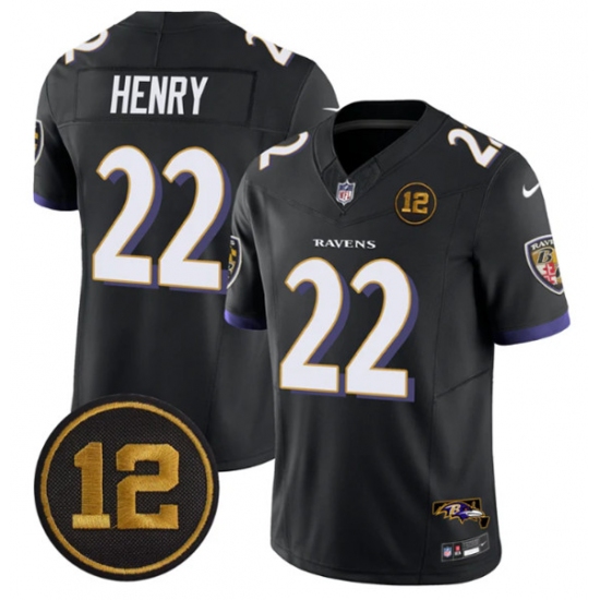 Men's Baltimore Ravens #22 Derrick Henry Black 2025 F.U.S.E Jacoby Jones Vapor Limited Football Jersey - Ujersey