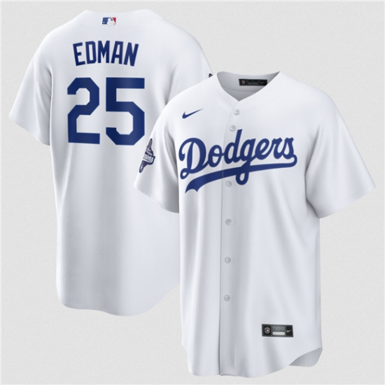 Men's Los Angeles Dodgers #25 Tommy Edman White 2025 World Series Champions Stitched Baseball Jersey - Ujersey