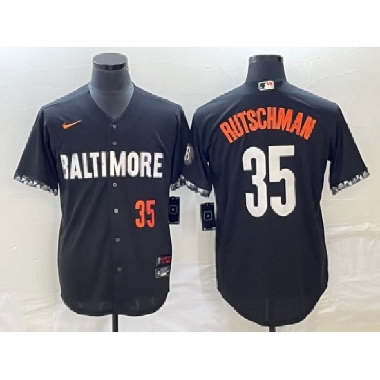 Men's Baltimore Orioles #35 Adley Rutschman Number Black 2023 City Connect Cool Base Stitched Jersey - Ujersey