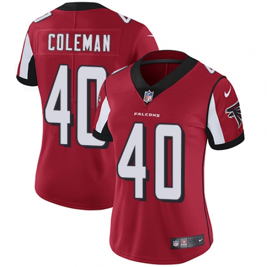 Women's Nike Atlanta Falcons #40 Derrick Coleman Red Team Color Vapor Untouchable Limited Player NFL Jersey - Ujersey