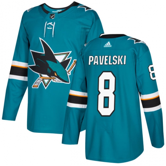 Men's Adidas San Jose Sharks #8 Joe Pavelski Premier Teal Green Home NHL Jersey - Ujersey