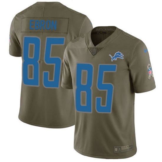 Men's Nike Detroit Lions #85 Eric Ebron Limited Olive 2017 Salute to Service NFL Jersey - Ujersey