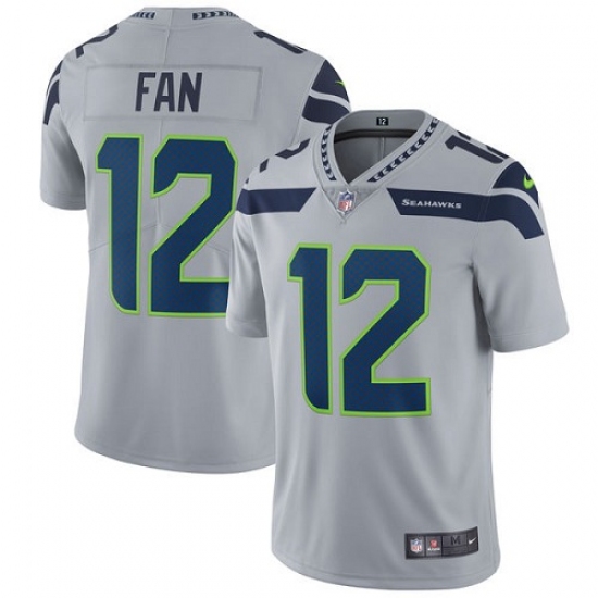 Men's Nike Seattle Seahawks 12th Fan Grey Alternate Vapor Untouchable Limited Player NFL Jersey - Ujersey